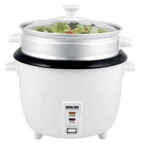 Better Chef 10-Cup - 20-Cup Cooked - Non-Stick Rice Cooker with Steamer Attachment