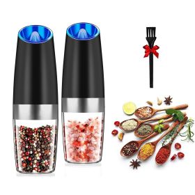 2Pcs Gravity Sensing Salt and Pepper Grinder Automatic Electric Salt Mill Grinder With Built-in LED Lights Adjustable Coarseness One Hand Operati