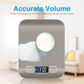 Digital Electronic Kitchen Food Diet Postal Scale Weight Balance 5KG 1g 11lb Kitchen Scales Stainless Steel Weighing For Food Diet Postal Balance (Color: Silver)