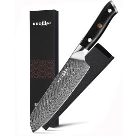 Kegani Santoku Knife 7 Inch Japanese Santoku Knife, 73 Layers AUS-10 Damascus Japanese Knife, FullTang G10 Handle Damascus Santoku Knife With Cas (Option: Santoku knife)