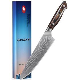 8 Inch Japanese Chef Knife, 10CR15MOV Damascus Rose Pattern Blade With Sheath, Ultra Sharp Professional Kitchen Slicing Knife, Colorful Pakkawood (Option: Chef knife)