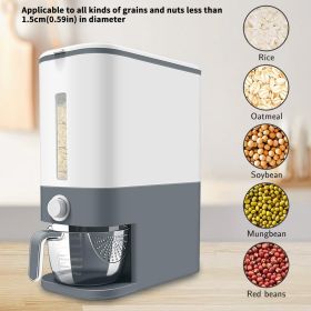 Rice Dispenser, 22-25 Lbs Rice Container With Measuring Cup,Cereal Dispenser Storage With Lids For Home Kitchen Pantry Rice Soybean Corn-Grey (Color: White)