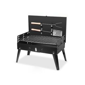 Outdoor Camping Picnics Garden Grilling Foldable Portable BBQ Grill (Color: Black B, Type: BBQ Grill)