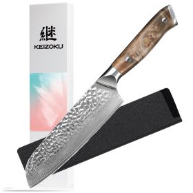 Damascus Chef Knife, 10Cr15MOV Japanese Kitchen Knives Set With Full Tang G10 Handle, Professional Chef Knife For Kitchen, Sheath & Gift Box (Option: Santoku knife)