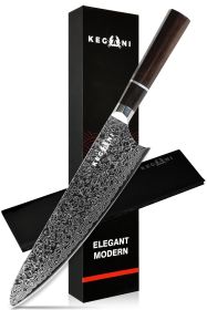 Kegani 8 Inch Japanese Kiritsuke Chef Knife, Japanese 67 Layers VG-10 Damascus Knife, Ebony FullTang Handle Natural Texture Japanese Knife Sushi (Option: Chef knife)